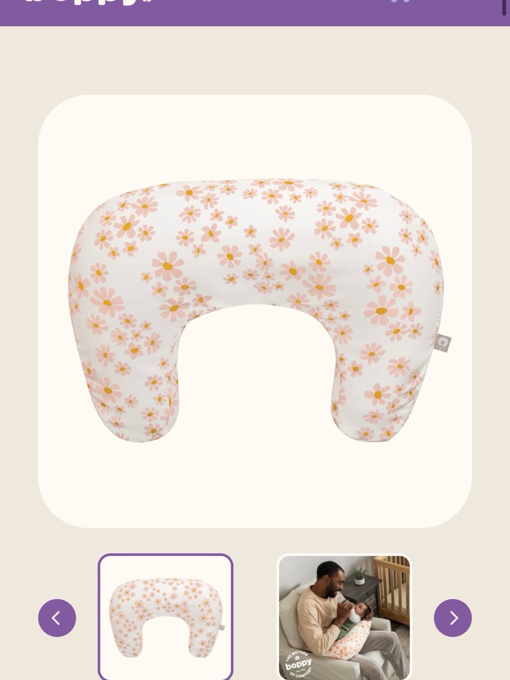 Boppy Nursing Pillow in White and Peach Floral